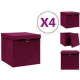 vidaXL Aufbewahrungsboxen mit Deckeln 4 Stk. 28x28x28 cm Dunkelrot