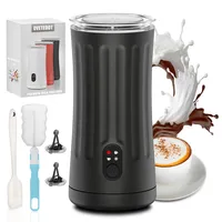 Ovetedot Milchaufschäumer, 4-in-1 Milchaufschäumer Elektrischer für Heißen und Kalten Milchschaum, Automatische Abschaltung Kaffee Aufschäumer für Latte, Macchiato, Cappuccino(Nachtschwarz)