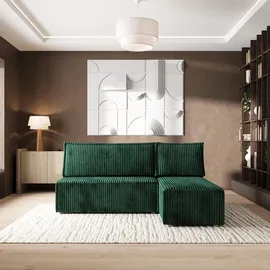 masseno Eckcouch Polyester mit Schlaffunktion L-Form 2-Sitzer Grün