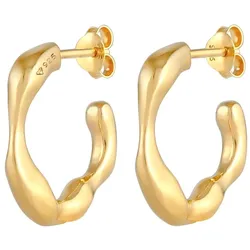 Elli PREMIUM Creolen Ohrhänger Organische Struktur 925 Silber goldfarben Damen 