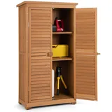 COSTWAY Gartenschrank Holz, Gerätehaus wetterfest, Geräteschuppen mit 3 herausnehmbaren Regalen, Werkzeugschrank Holzschuppen Garten Schuppen, Gartenschuppen Geräteschrank, 82x42x160cm