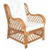 vidaXL Sessel mit Kissen Leinen 77,5 x 90 x 70 cm Hellbraun