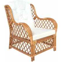 vidaXL Sessel mit Kissen Leinen 77,5 x 90 x 70 cm Hellbraun