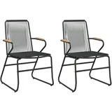 vidaXL Gartenstühle 2 Stk. Schwarz 58x59x85,5 cm PVC Rattan