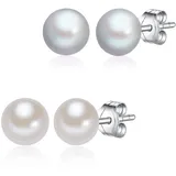 Lulu & Jane Ohrstecker Set LJ286 Silber/Weiß 925 6,0-7,0mm