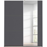 RAUCH Möbel Santiago Schwebetürenschrank grau-metallic mit Spiegel 2-türig inkl. Zubehörpaket Basic 2 Kleiderstangen, 2 Fachböden, BxHxT: 175x210x59 cm