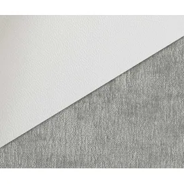 DeLife Drehstuhl Clea-Flex Materialmix Echtleder Weiß-Silbergrau Kreuzgestell breit Weiß 360° drehbar Wippfunktion, Esszimmerstühle