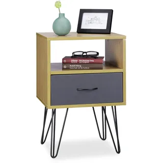 Relaxdays Nachtschrank, Mehrfarbig, Metall, 40x60x35 cm, Schlafzimmer, Nachttische