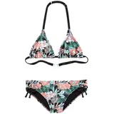 Chiemsee Triangel-Bikini mit floralem Design, schwarz