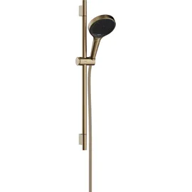 Hansgrohe Rainfinity - wassersparendes Duschset (EcoSmart), Sparduschkopf, Brausestange 65cm, Halterung, Designflex Brauseschlauch 160cm, Duschbrause 3 Strahlarten, runde Kopfbrause, Brushed Bronze