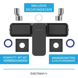 Bächlein Duscharmatur in Kantigem Design – Mischbatterie Komplettset inkl. allem Zubehör – Einhand-Wasserhahn für die Dusche Matt –