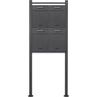 Wiltec Briefkasten V52 in Anthrazit Postkasten mit Briefkastenständer und