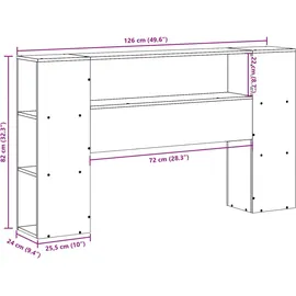 vidaXL Kopfteil mit Stauraum Weiß 120 cm Massivholz Kiefer