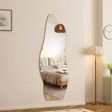 Goezes Unregelmäßiger Standspiegel 60x165cm Asymetrischer Ganzkörperspiegel Bodenspiegel Groß HD Wandspiegel, Standspiegel für Schlaf-, Wohn-, Ankleide-, Flur
