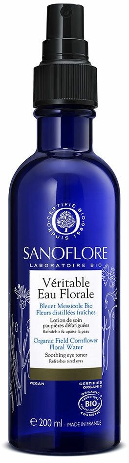 SANOFLORE Véritable eau florale de Bleuet certifiée Bio défatigante certifiée bio 200ml 200 ml spray