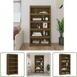 The Living Store - Bücherregal Honigbraun 80x35x154 Cm Massivholz Kiefer - Holzregal - Buche - Bücherregal - Massivholzmöbel - Sideboard