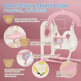 joyz Schaukel mit Spielturm und Rutsche 6-in-1 Rosa