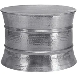 Hammerschlag Couchtisch Wohnzimmertisch Aluminium Silber Ø 62 cm WOMO-DESIGN