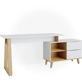 Vicco Eckschreibtisch Nautica Weiß / Eiche