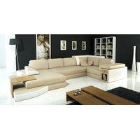 JVmoebel Ecksofa, XXL Design Big Sofa Ecksofa Couch Wohlandschaft U Form Leder Textil beige