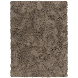 TT Home Teppich Wohnzimmer Hochflor Langflor Weich Soft Modernes Einfarbiges Design, Farbe: Beige Taupe, Größe:160x220 cm
