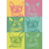 Garnier Thiebaut Chachacha Pop (Cat Pop Art), französisches Küchentuch, 55,9 x 76,2 cm, Baumwolle, Jacquard