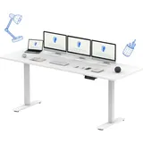 FLEXISPOT Höhenverstellbarer Schreibtisch 180x80 cm-mit 2 starken Motoren-Stabiler Schreibtisch Höhenverstellbar Elektrisch-Standing Desk mit Memory-Funktion(weiß+weiß)