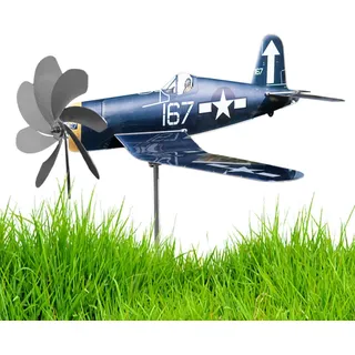 higyee Lustiges Flugzeug-Windspiel – -Flugzeug-Windmühle Aus Metall Für Den Garten Mit Pflock | Edelstahl-Flugzeug-Windskulptur Für Den Außenbereich, Flugzeug-Windfänger, Gartendekoration