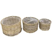 Dekoleidenschaft 3X Pflanzkorb Koboo Grey aus Rattan, Ø 26,