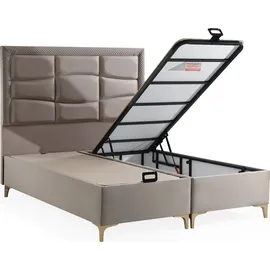 Villa Möbel Bett Set Roma 90x200 Beige, Bett (ohne Matratze), Bett mit Stauraum - Beige