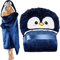 ARRITS Tragbare Decke Pinguin Geschenk für Frauen, Pinguin Kuscheldecke mit Ärmeln 150x130cm, Sherpa Wolle und Flanell Niedliches Kuscheldecke, Sofadecke TV Decke mit Ärmeln