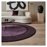 KADIMA DESIGN Teppich Hochflor Langflor Bordüre Kuschelig Waschbar Strapazierfähig Wohnzimmer Rund Violett 160x160 cm – RHEIN von Kadima Design
