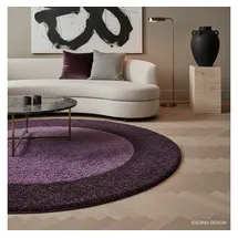 KADIMA DESIGN Teppich Hochflor Langflor Bordüre Kuschelig Waschbar Strapazierfähig Wohnzimmer Rund Violett 160x160 cm – RHEIN von Kadima Design