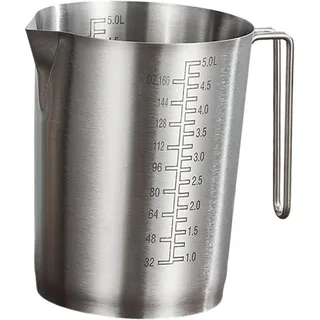JISADER Messbecher aus Edelstahl, Espressobecher mit Skala, Flüssigkeitsmesskrug, 5 L