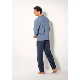 LE JOGGER Pyjama Packung, 2 Stück, 4 Schlafanzug mit garngefärbten Streifen Gr. 44/46 (S), blau-marine, grau-anthrazit, , 58249832-44
