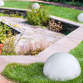 ETC Shop Solarleuchte Halbkugel Kugelleuchte Solar Außen Gartendeko Halbkugel, weiß, LED Leuchtmittel, d 20 cm, 2er Set