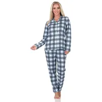 Normann Langarm Jersey Pajama Karo Optik Übergröße in hellblau
