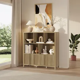 [en.casa] Highboard Lukkodso 102 x 98 x 30 cm Eicheoptik, mittelhell / Beige