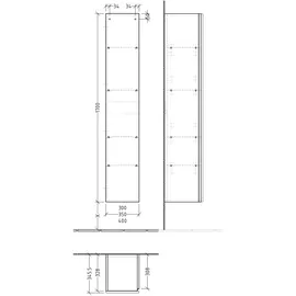 Sanipa 3way Hochschrank mit 1 Tür, Eiche-Nordic BR11148,