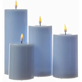 Deluxe Homeart Mia LED Stumpenkerze H: 10 cm D: 7,5 cm hellblau
