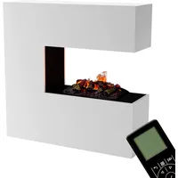 GLOW FIRE Wasserdampf Kamin Schiller (Standkamin) - Elektrokamin mit realistischen LED 3D-Flammen, Knistereffekt & Fernbedienung, 120x120x37 cm - Opti-Myst 500 Elektro Kamin mit Holz-Deko, Weiß
