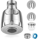 Vinabo Wasserhahn Luftsprudler 360 Grad Schwenkbar Erweiterter Bubbler Tap Belüfter Wassersparender Wasserhahn Filter mit 2 Modi Mischdüse für Küche und Bad