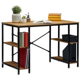 CARO-Möbel Schreibtisch EVORA im Industrial Stil aus Metall in schwarz und MDF/Spanlatte in Wildeiche, Tisch im Vintage Look mit 4 Ablagefächern für Aktenor... - 2 Jahre Gewährleistung - mind. 14 Tage Rückgaberecht - Braun
