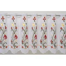 Stickereien Plauen Scheibengardine STICKEREIEN PLAUEN "Tulpe" Gr. 1, weiß, B:95cm H:40cm, Voile, Polyester, Gardinen, veredelt mit echter Plauener Spitze Stickerei