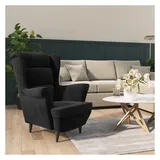 vidaXL Fernsehsessel 64 x 96 x 90 cm Schwarz Samt gepolstert