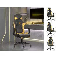 VidaXL Gaming-Stuhl mit Massage & Fußstütze Schwarz Golden Kunstleder