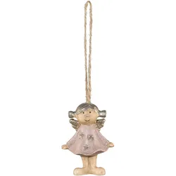 Baumbehang CREATIV DECO "Weihnachtsdeko, Christbaumschmuck", rosa, B:3,6cm H:4,8cm T:2,0cm, Polyresin (Kunststein), Dekohänger, Engel, mit liebevollen Details
