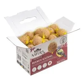dehner natura premium Wildvogelfutter Beeren-Meisenknödel im Karton, mit Netz, 30 Stk.