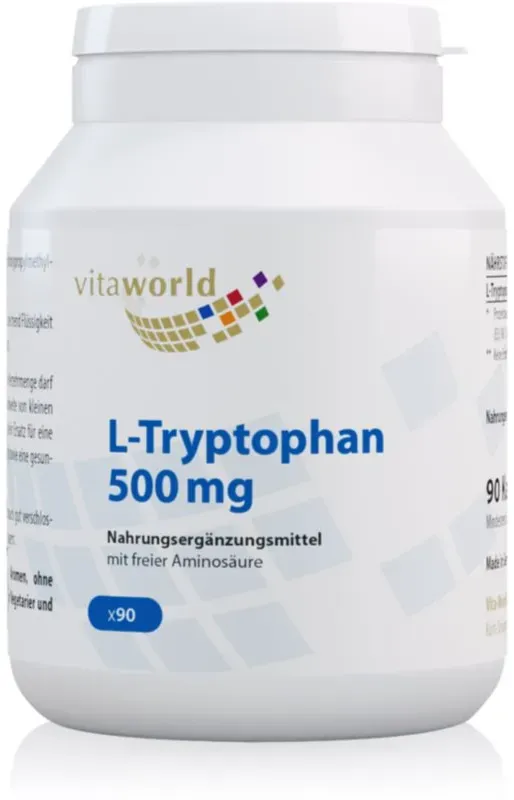 Vita World L-tryptophan 500 mg Kapseln zur Förderung des physischen und psychischen Gleichgewichts 90 KAP