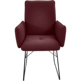 K+W Komfort & Wohnen Armlehnstuhl, 1 St., Flachgewebe Q2 2250, Drahtkufengestell in Metall schwarz, Griff am Rücken, Steppung im Sitz, rot